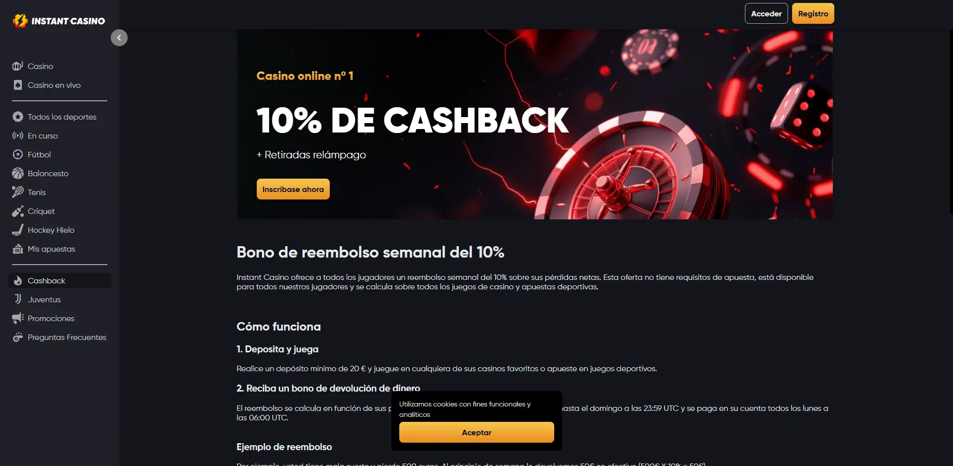 Instant Casino cashback